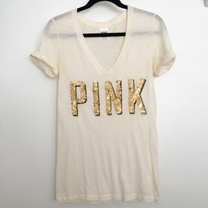 PINK Victoria Secret CREAM T-SHIRT